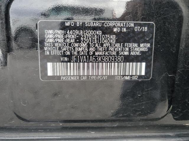 Photo 10 from auction – 2019 SUBARU WRX with VIN JF1VA1A63K9809380