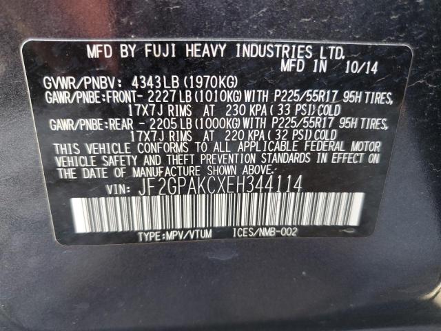 Photo 10 from auction – 2014 SUBARU XV CROSSTR with VIN JF2GPAKCXEH344114