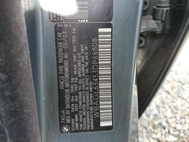Photo 10 from auction – 2003 BMW 745 I with VIN WBAGL63453DP66808