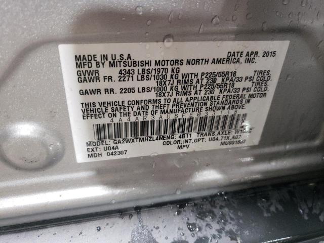 Photo 10 from auction – 2015 MITSUBISHI OUTLANDER with VIN 4A4AR3AU8FE033118