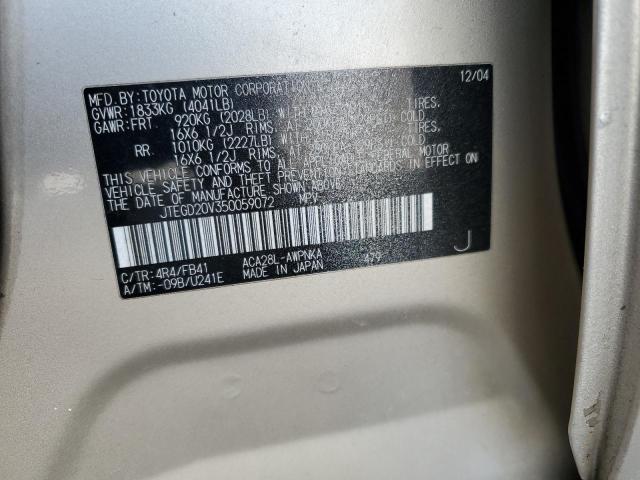 Photo 10 from auction – 2005 TOYOTA RAV4 with VIN JTEGD20V350059072