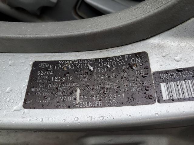 Photo 10 from auction – 2004 KIA RIO with VIN KNADC125546322981