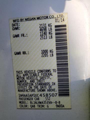 Photo 10 from auction – 2014 NISSAN MAXIMA S with VIN 1N4AA5AP1EC458507