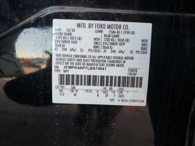 Photo 10 from auction – 2020 FORD EDGE ST with VIN 2FMPK4AP7LBA74641