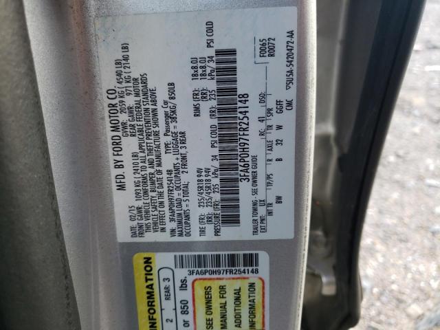 Photo 10 from auction – 2015 FORD FUSION SE with VIN 3FA6P0H97FR254148
