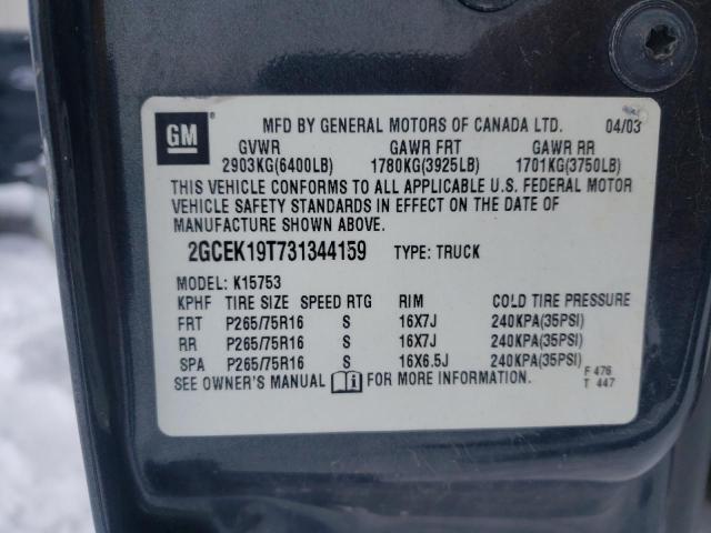 Photo 10 from auction – 2003 CHEVROLET 1500 with VIN 2GCEK19T731344159
