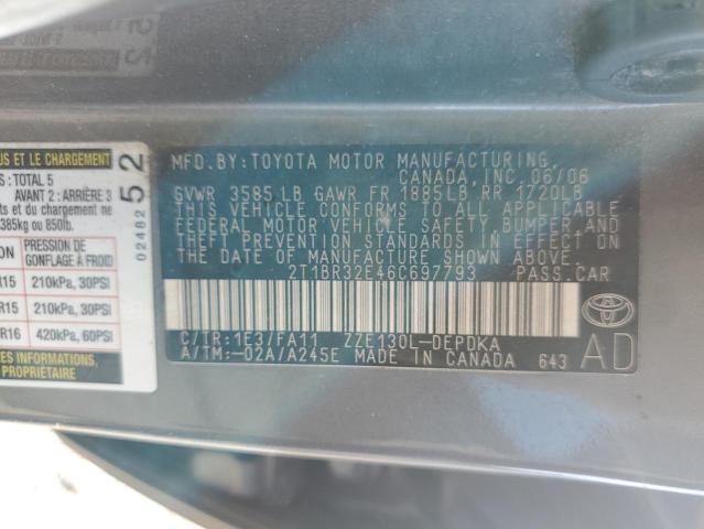 Photo 10 from auction – 2006 TOYOTA COROLLA CE with VIN 2T1BR32E46C697793
