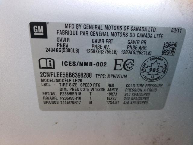 Photo 10 from auction – 2011 CHEVROLET EQUINOX LT with VIN 2CNFLEE56B6398288
