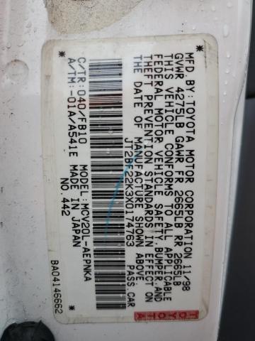 Photo 10 from auction – 1999 TOYOTA CAMRY LE with VIN JT2BF22K3X0174763