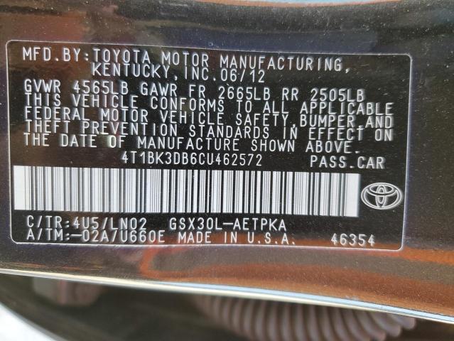 Photo 10 from auction – 2012 TOYOTA AVALON BAS with VIN 4T1BK3DB6CU462572