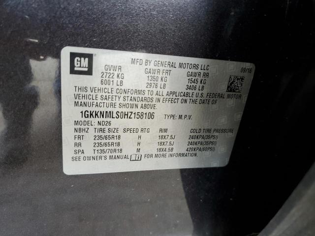 Photo 10 from auction – 2017 GMC ACADIA SLT with VIN 1GKKNMLS0HZ158106
