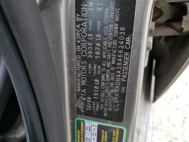 Photo 10 from auction – 2010 KIA RIO LX with VIN KNADH4A38A6624036