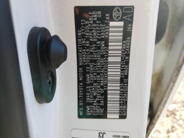 Photo 10 from auction – 2013 TOYOTA COROLLA BA with VIN 2T1BU4EE2DC021727