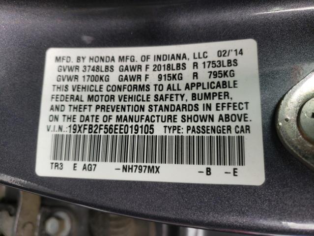 Photo 10 from auction – 2014 HONDA CIVIC LX with VIN 19XFB2F56EE019105