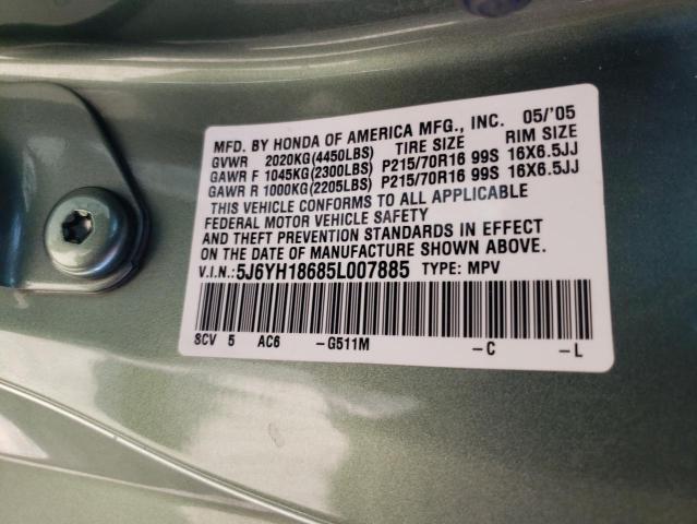 Photo 10 from auction – 2005 HONDA ELEMENT EX with VIN 5J6YH18685L007885