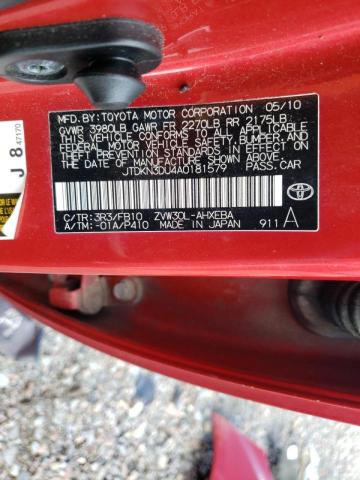 Photo 10 from auction – 2010 TOYOTA PRIUS with VIN JTDKN3DU4A0181579