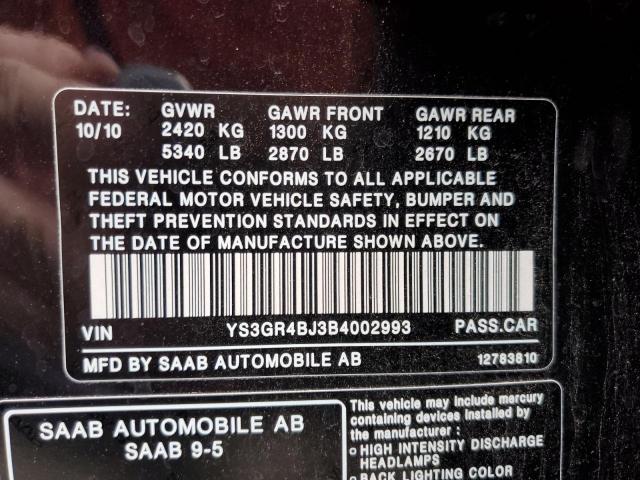 Photo 10 from auction – 2011 SAAB 9-5 AERO with VIN YS3GR4BJ3B4002993
