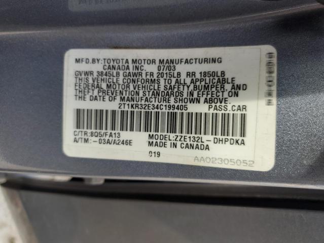 Photo 10 from auction – 2004 TOYOTA COROLLA MA with VIN 2T1KR32E34C199405