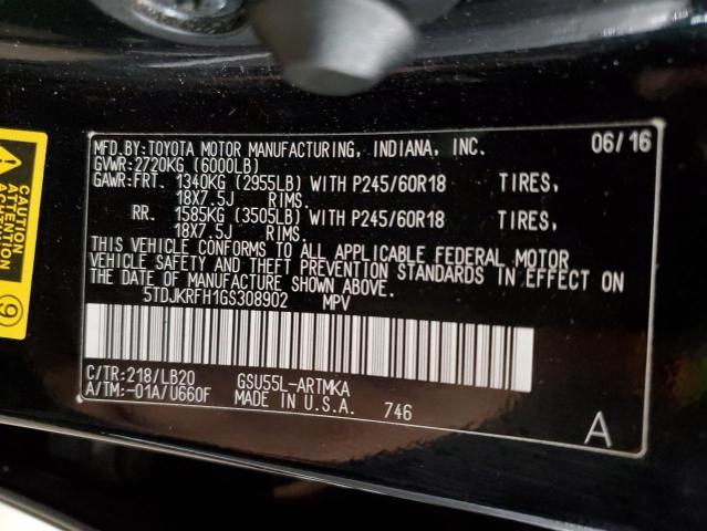 Photo 10 from auction – 2016 TOYOTA HIGHLANDER with VIN 5TDJKRFH1GS308902