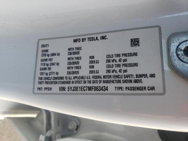 Photo 10 from auction – 2021 TESLA MODEL 3 with VIN 5YJ3E1EC7MF063434