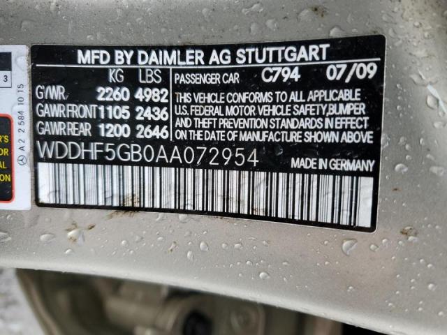 Photo 10 from auction – 2010 MERCEDES-BENZ E 350 with VIN WDDHF5GB0AA072954