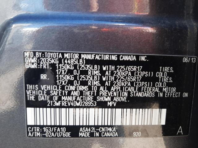Photo 10 from auction – 2013 TOYOTA RAV4 XLE with VIN 2T3WFREV4DW028953