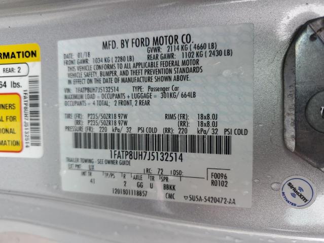 Photo 10 from auction – 2018 FORD MUSTANG with VIN 1FATP8UH7J5132514