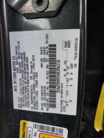 Photo 10 from auction – 2017 FORD FUSION SE with VIN 3FA6P0H92HR396510