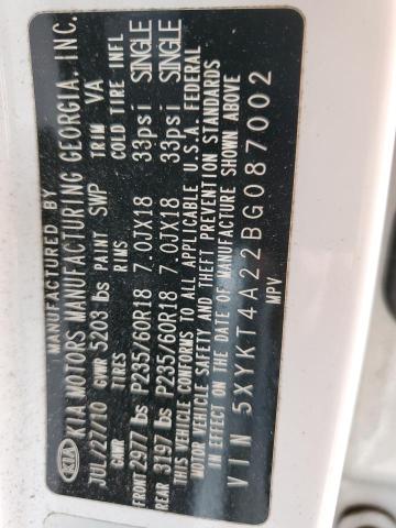Photo 10 from auction – 2011 KIA SORENTO BA with VIN 5XYKT4A22BG087002
