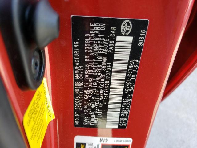 Photo 10 from auction – 2011 TOYOTA CAMRY BASE with VIN 4T1BF3EK8BU737344