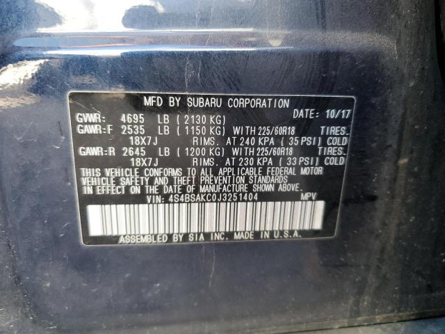 Foto 10 de la subasta – 2018 SUBARU OUTBACK 2. con VIN 4S4BSAKC0J3251404