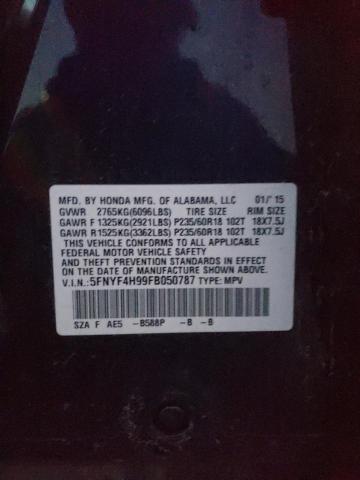 Photo 10 from auction – 2015 HONDA PILOT TOUR with VIN 5FNYF4H99FB050787