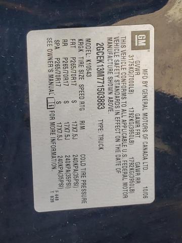 Photo 10 from auction – 2007 CHEVROLET SILVERADO with VIN 2GCEK13M771503883