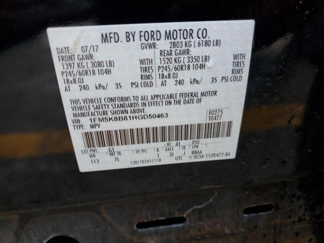 Photo 10 from auction – 2017 FORD EXPLORER with VIN 1FM5K8B81HGD50463