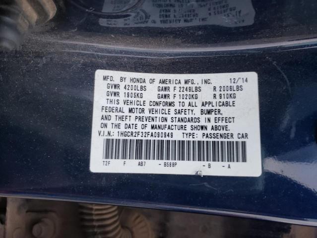 Photo 10 from auction – 2015 HONDA ACCORD LX with VIN 1HGCR2F32FA090949