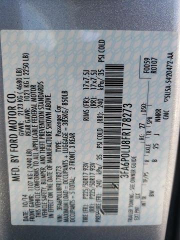 Photo 10 from auction – 2015 FORD FUSION SE with VIN 3FA6P0LU8FR178273