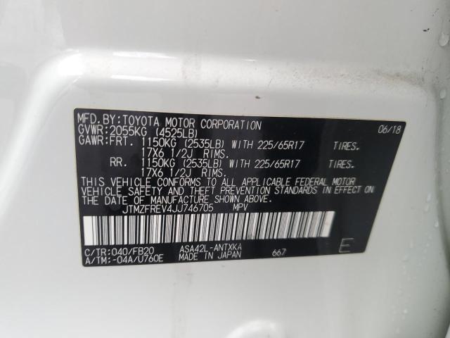 Photo 10 from auction – 2018 TOYOTA RAV4 LE with VIN JTMZFREV4JJ746705
