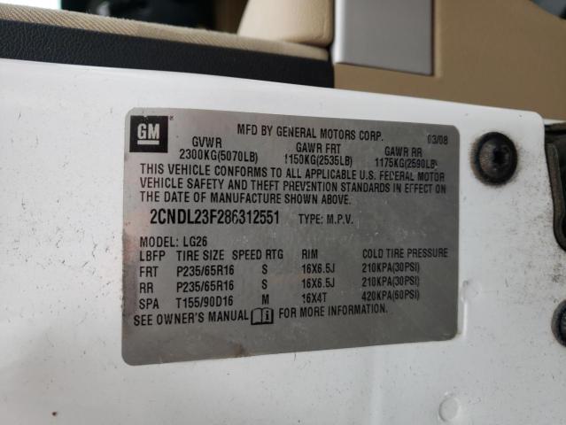 Photo 10 from auction – 2008 CHEVROLET EQUINOX LS with VIN 2CNDL23F286312551