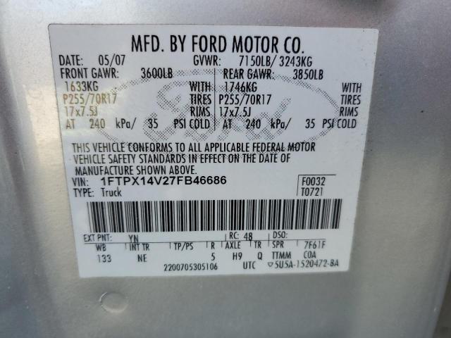 Photo 10 from auction – 2007 FORD F150 with VIN 1FTPX14V27FB46686
