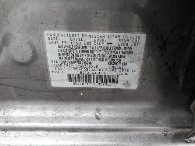 Photo 10 from auction – 2016 NISSAN VERSA S with VIN 3N1CN7AP7GL915916