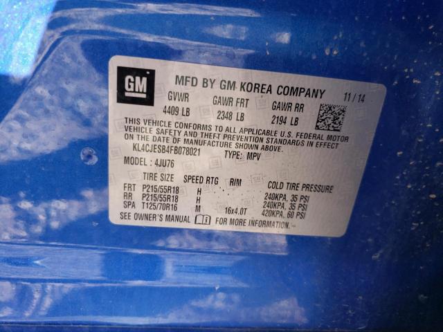 Photo 10 from auction – 2015 BUICK ENCORE with VIN KL4CJESB4FB078021
