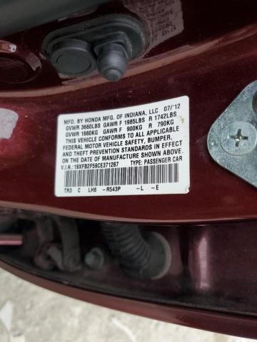 Photo 10 from auction – 2012 HONDA CIVIC LX with VIN 19XFB2F59CE371267