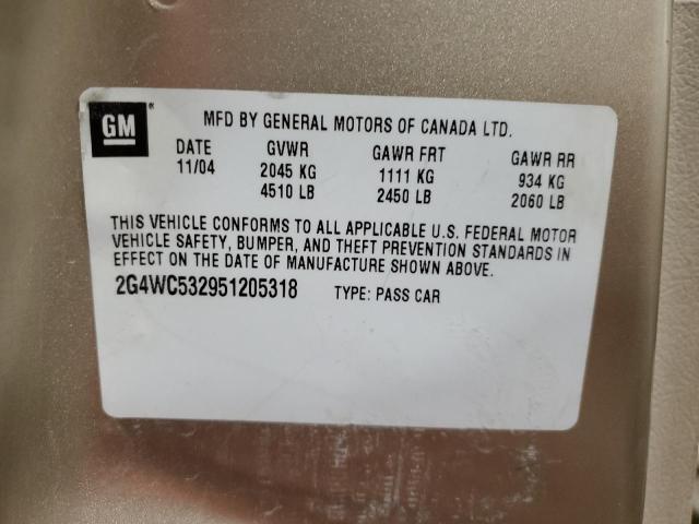 Photo 10 from auction – 2005 BUICK LACROSSE C with VIN 2G4WC532951205318