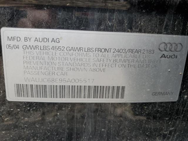 Photo 10 from auction – 2005 AUDI A4 1.8T with VIN WAUJC68E95A005517