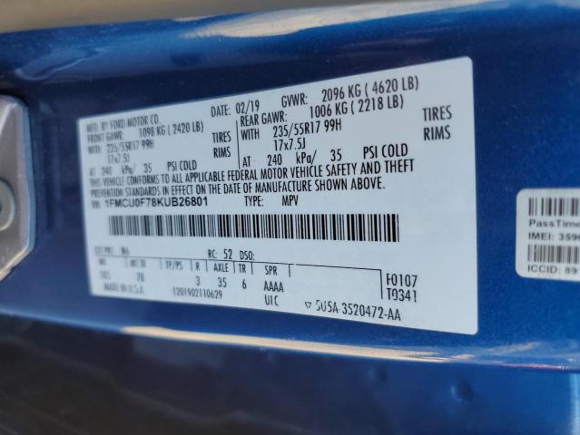 Photo 10 from auction – 2019 FORD ESCAPE S with VIN 1FMCU0F78KUB26801