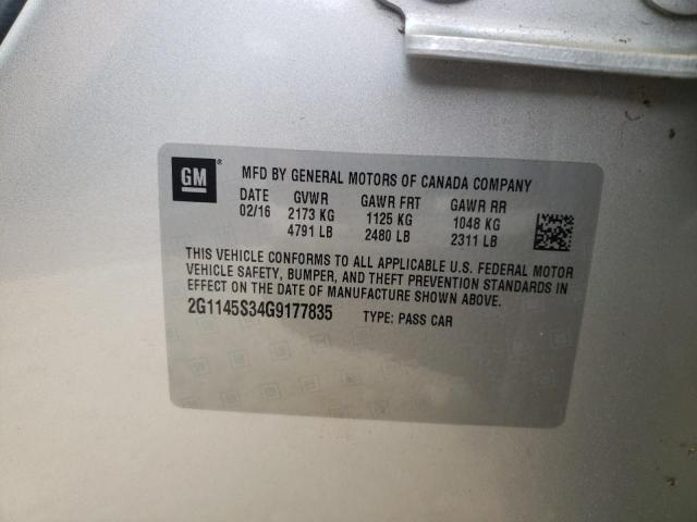 Photo 10 from auction – 2016 CHEVROLET IMPALA LTZ with VIN 2G1145S34G9177835
