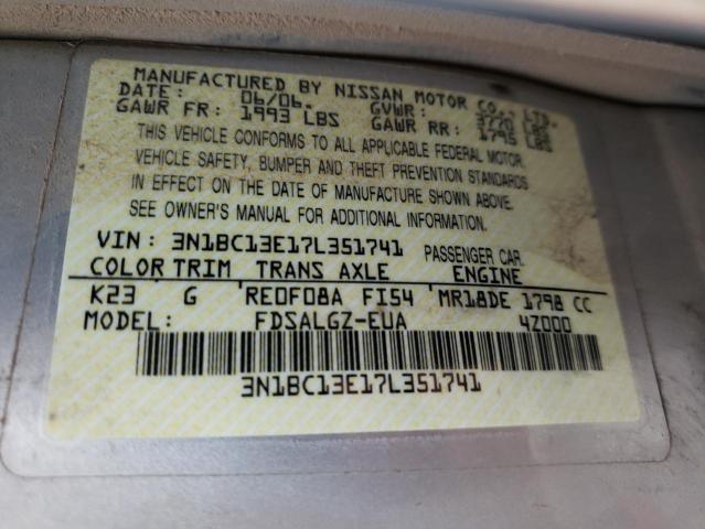 Photo 10 from auction – 2007 NISSAN VERSA S with VIN 3N1BC13E17L351741