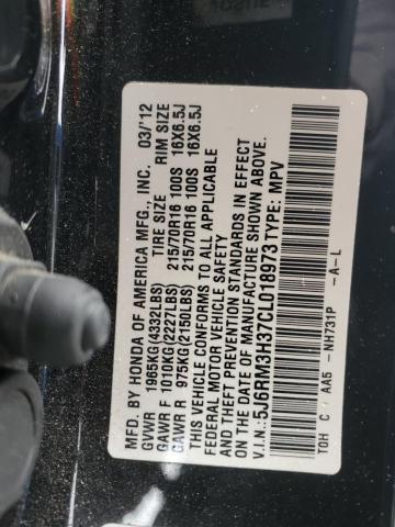 Photo 10 from auction – 2012 HONDA CR-V LX with VIN 5J6RM3H37CL018973