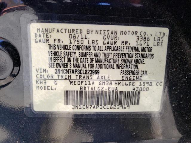 Zdjęcie 10 z aukcji – 2012 NISSAN VERSA S z VIN 3N1CN7AP3CL823969