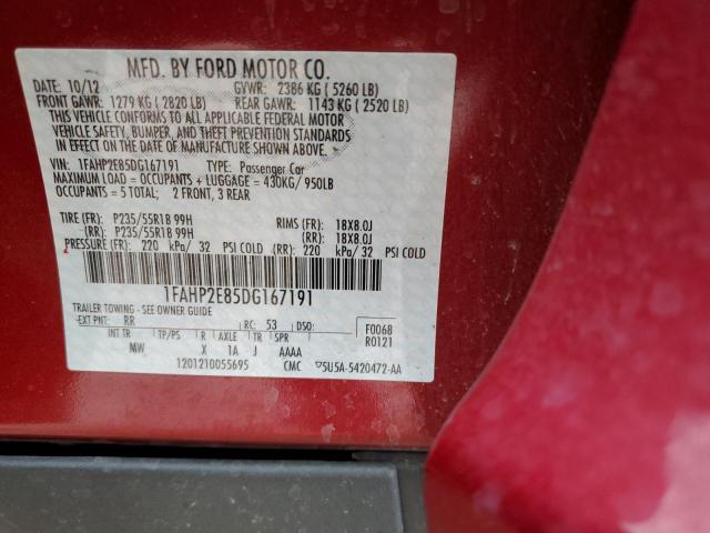 Photo 10 from auction – 2013 FORD TAURUS SEL with VIN 1FAHP2E85DG167191